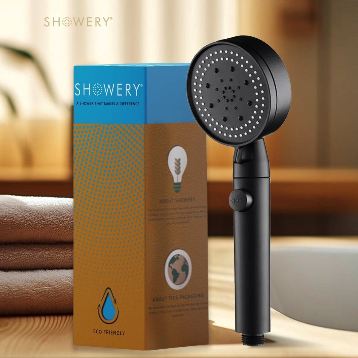 Showery® 5 Modes High Pressure Shower Head - Black3Showery UK