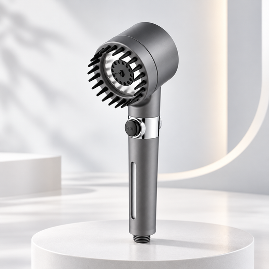 Showery® Ecoflow Massage Shower Head | Built-in Silicone Scalp Massager, High Pressure Micro-Nozzles & Water Saving Design