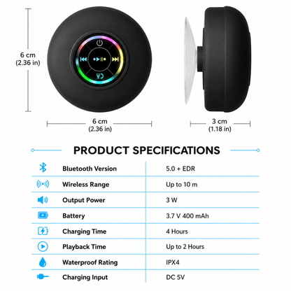 Showery® Beat Waterproof Bluetooth Bathroom & Shower Speaker10Showery UK
