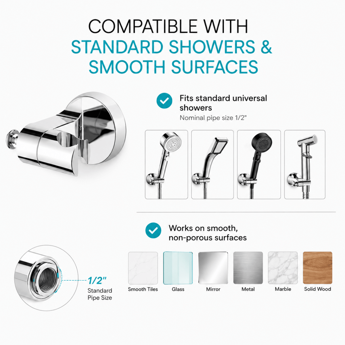 Showery® EasyGrip Shower Head Holder Bracket3Showery UK