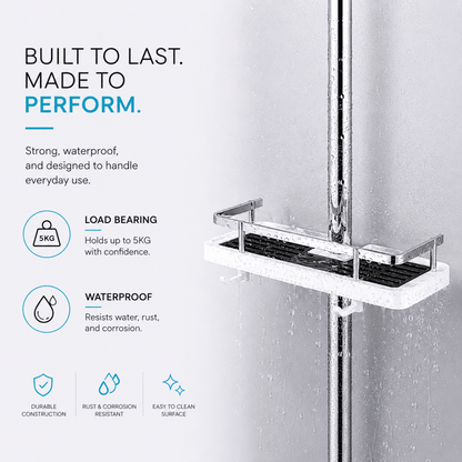 Showery® No Drill Shower Caddy - Effortless Shower Rail Installation6Showery UK