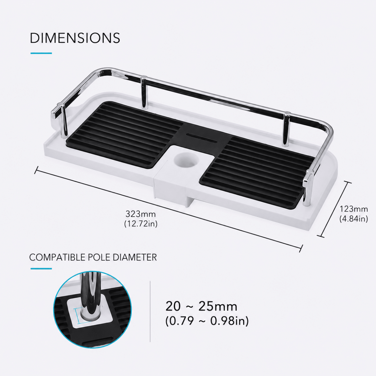 Showery® No Drill Shower Caddy - Effortless Shower Rail Installation8Showery UK