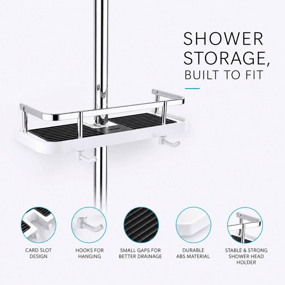 Showery® No Drill Shower Caddy - Effortless Shower Rail Installation10Showery UK