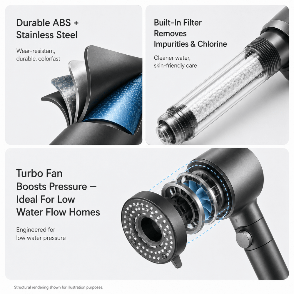 Showery® Pure Stream Pressure Boosting & Water Softening Shower Head4Showery UK
