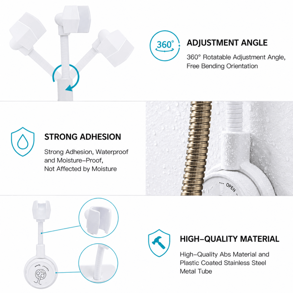 Showery® Universal Adjustable Shower Head Holder Bracket9Showery UK