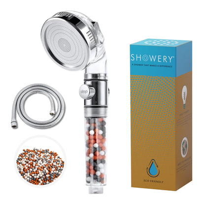 Showery® Eco - Flow: High Pressure Shower Head With Water Softening Filter3Showery UK